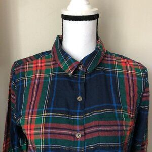 *SO* Blue Plaid Long Sleeve Button Down Shirt Sz M